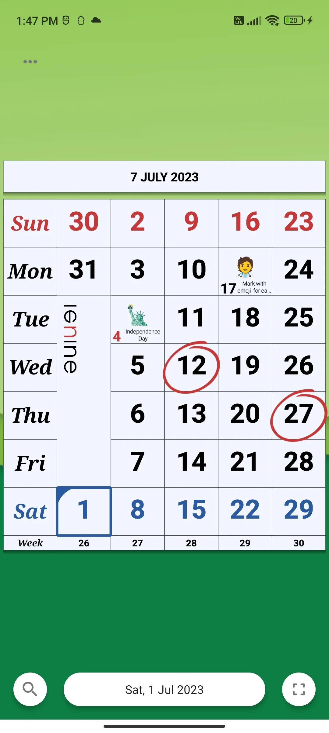 Monthly Calendar & Holidays | Indus Appstore | Screenshot