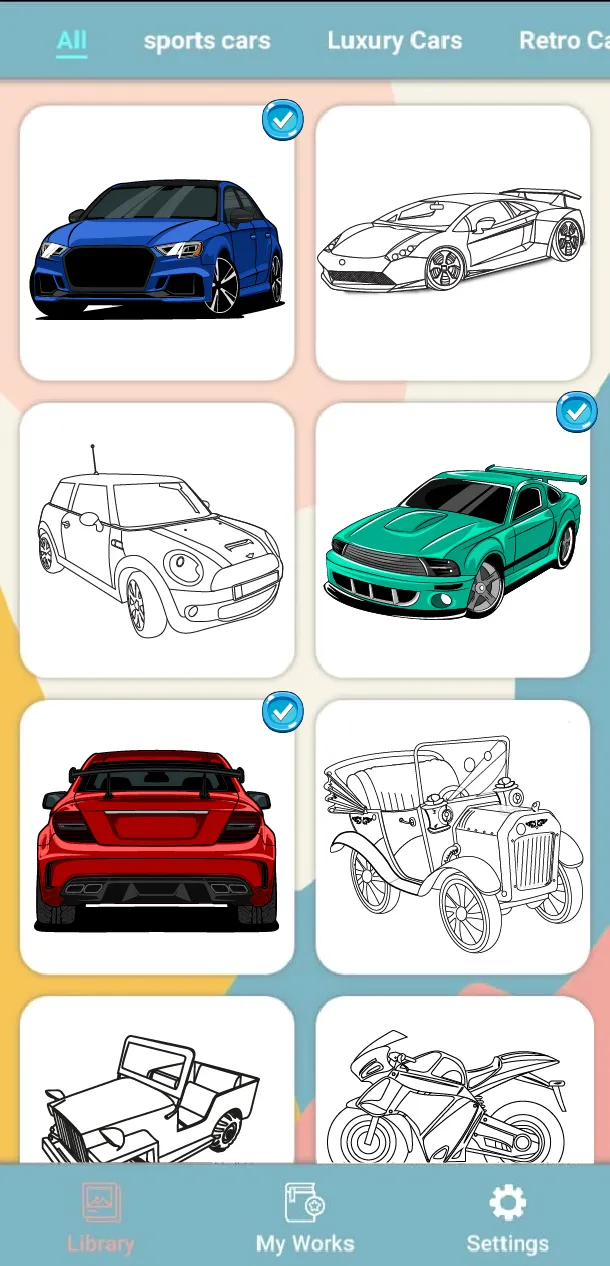 Cars Color By Number | Indus Appstore | Screenshot