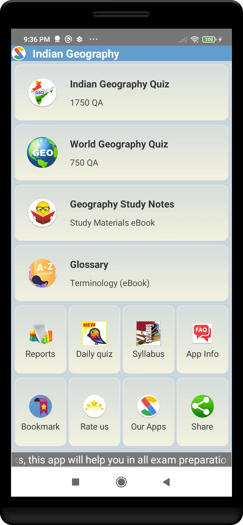 Indian Geography Quiz & Book | Indus Appstore | Screenshot