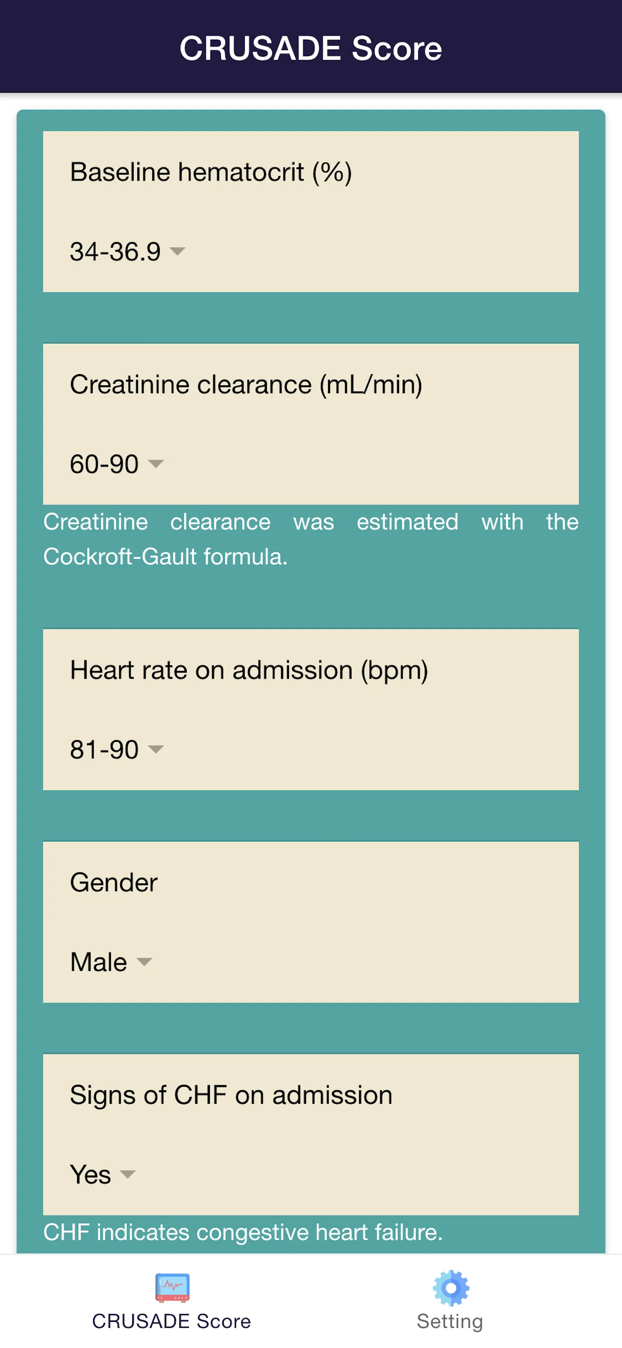 CRUSADE Risk Score for ACS | Indus Appstore | Screenshot