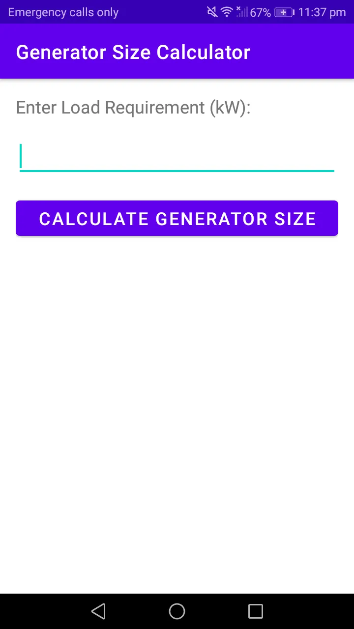 Generator Size Calculator | Indus Appstore | Screenshot