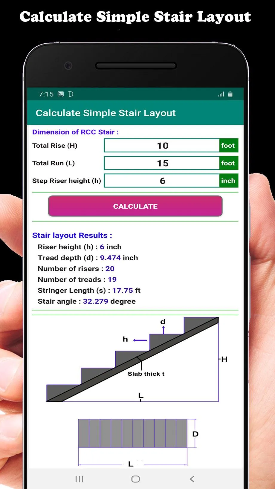 RCC Stair Calculator | Indus Appstore | Screenshot