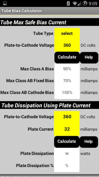 Tube Bias Calculator | Indus Appstore | Screenshot