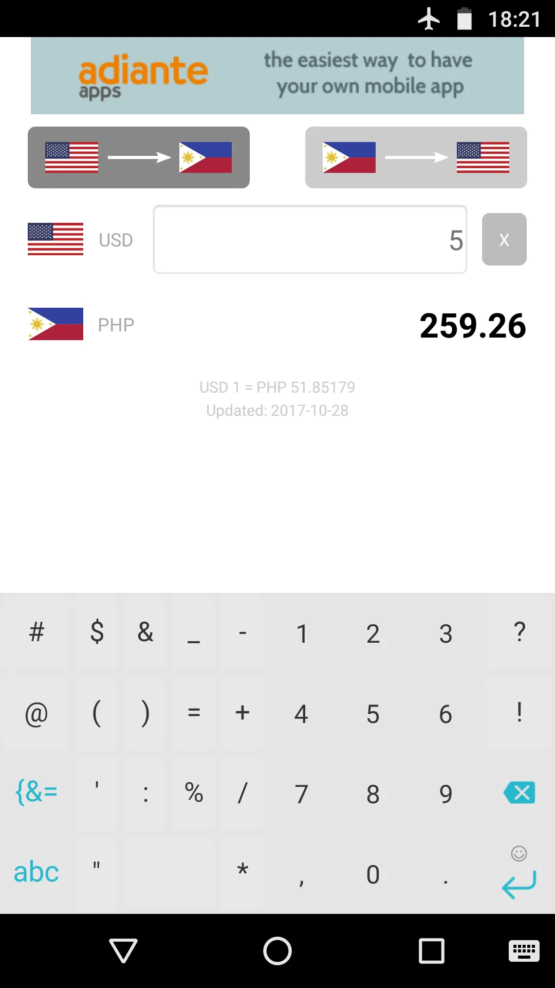 Dollar to Philippine Piso | Indus Appstore | Screenshot