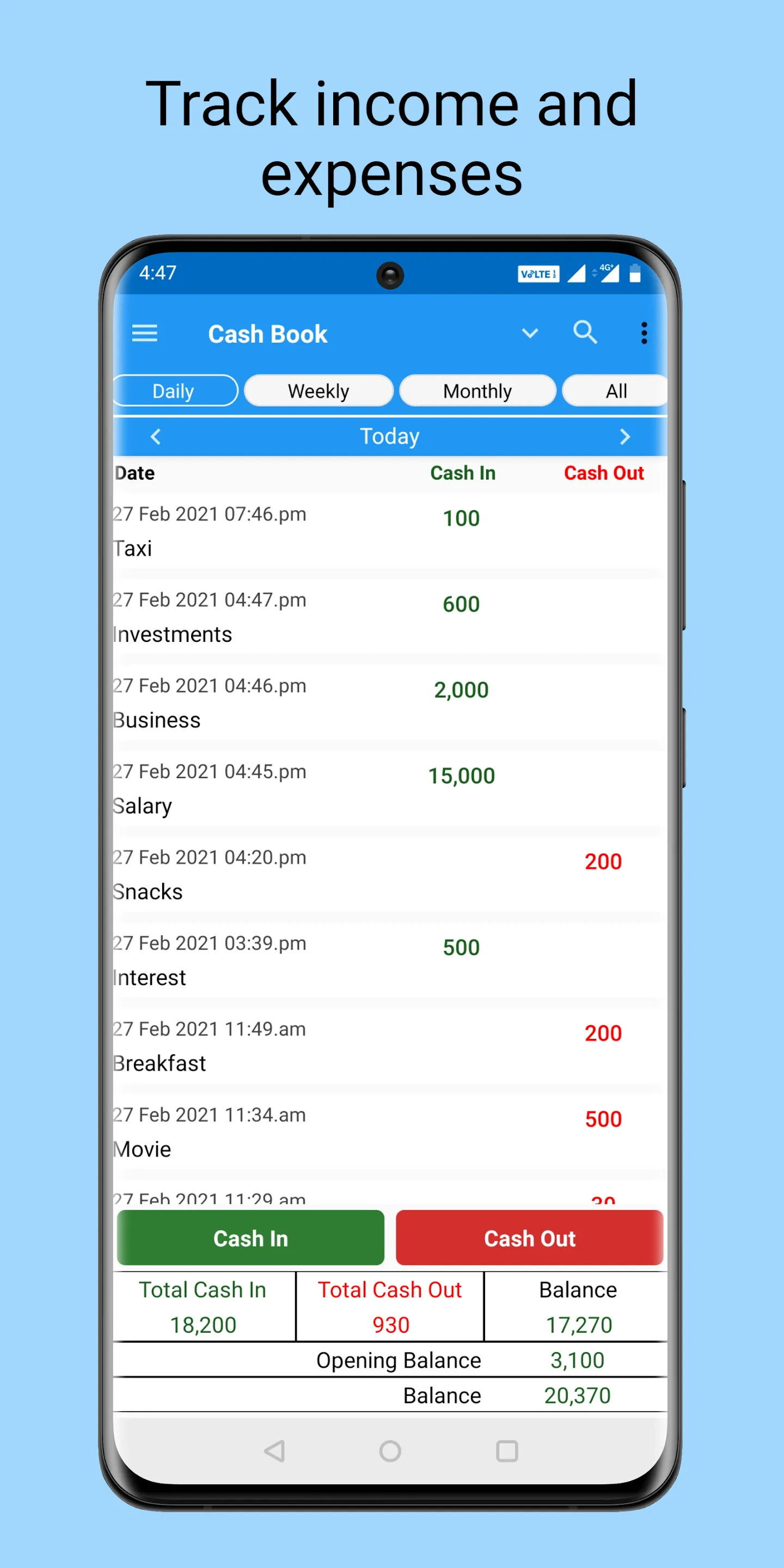 Cash Book- expense manager | Indus Appstore | Screenshot