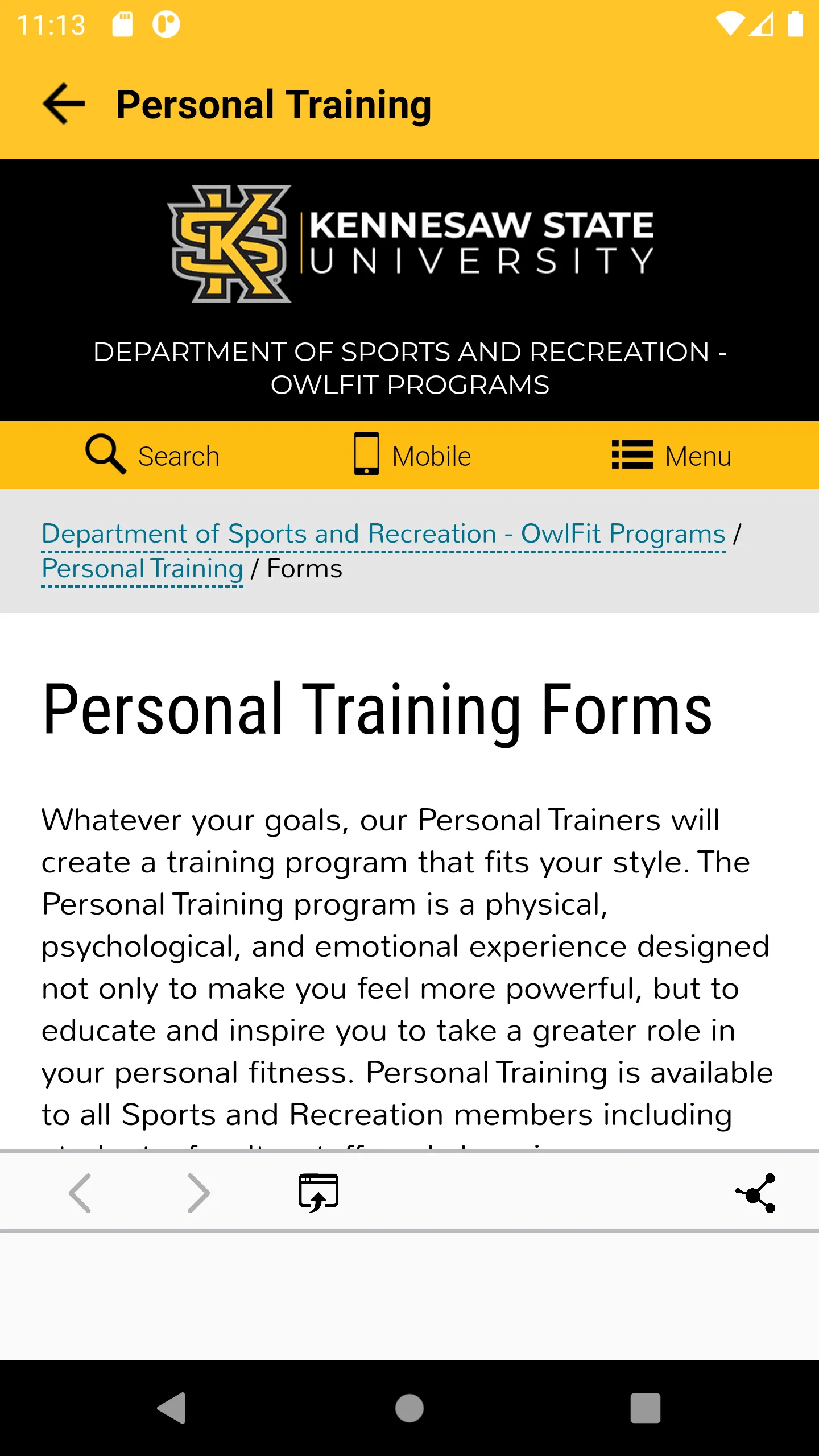 Kennesaw State Sports & Rec | Indus Appstore | Screenshot