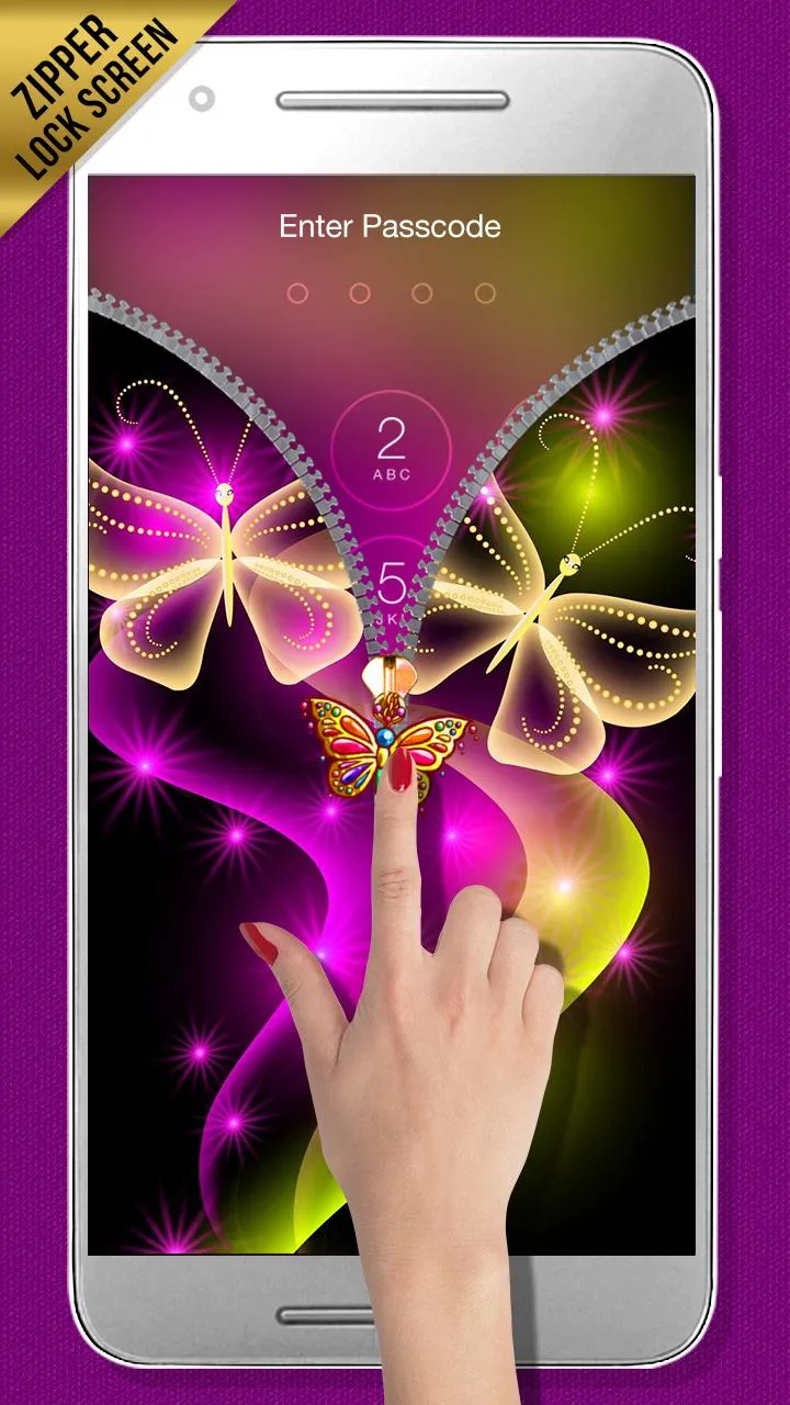 Butterfly Zipper Lock Screen | Indus Appstore | Screenshot