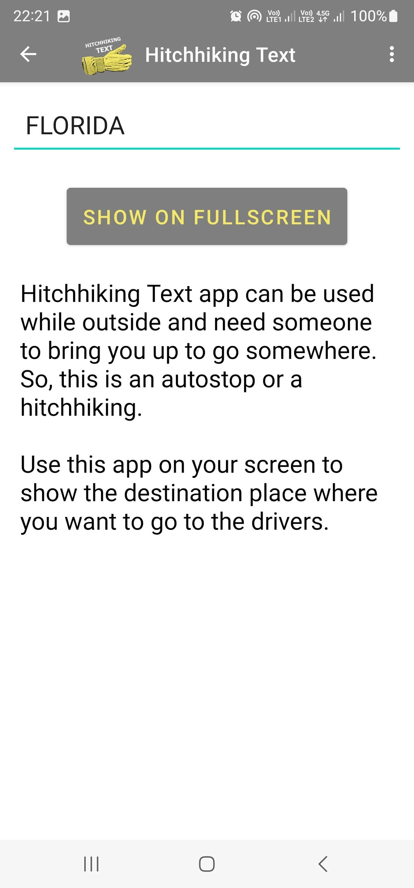 Hitchhiking Text | Indus Appstore | Screenshot