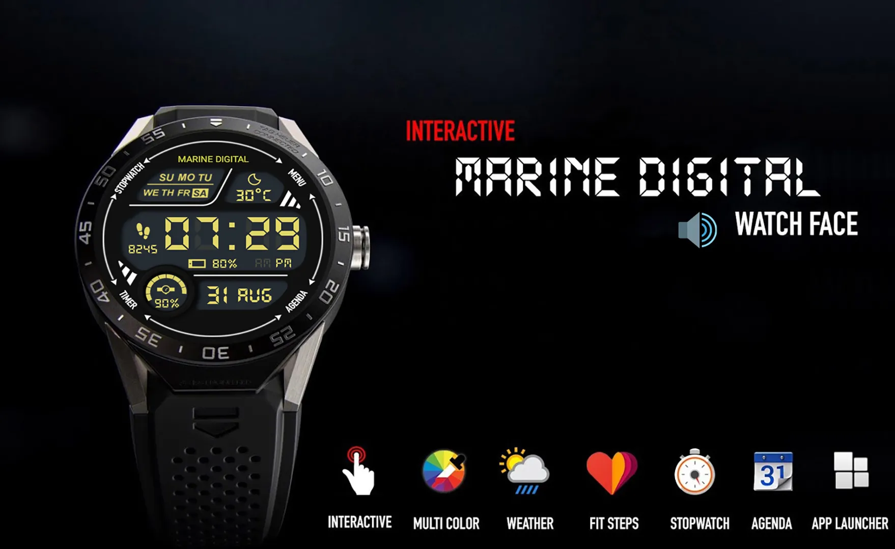 Marine Digital Watch Face | Indus Appstore | Screenshot