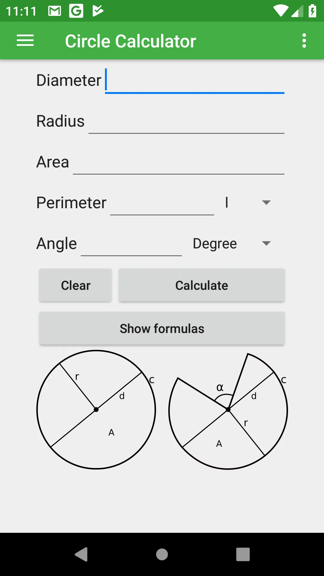 Circle Calculator | Indus Appstore | Screenshot