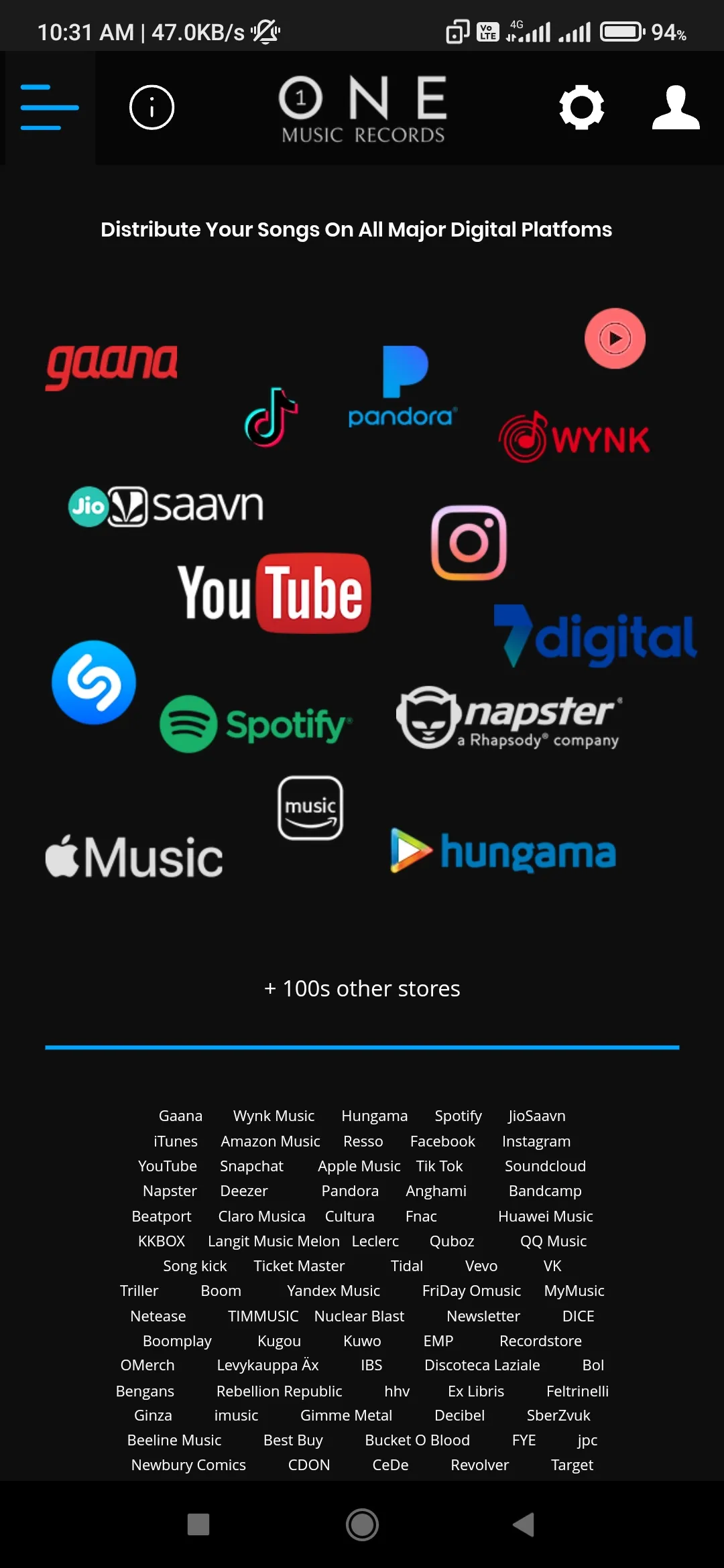 One Music Records Dashboard | Indus Appstore | Screenshot