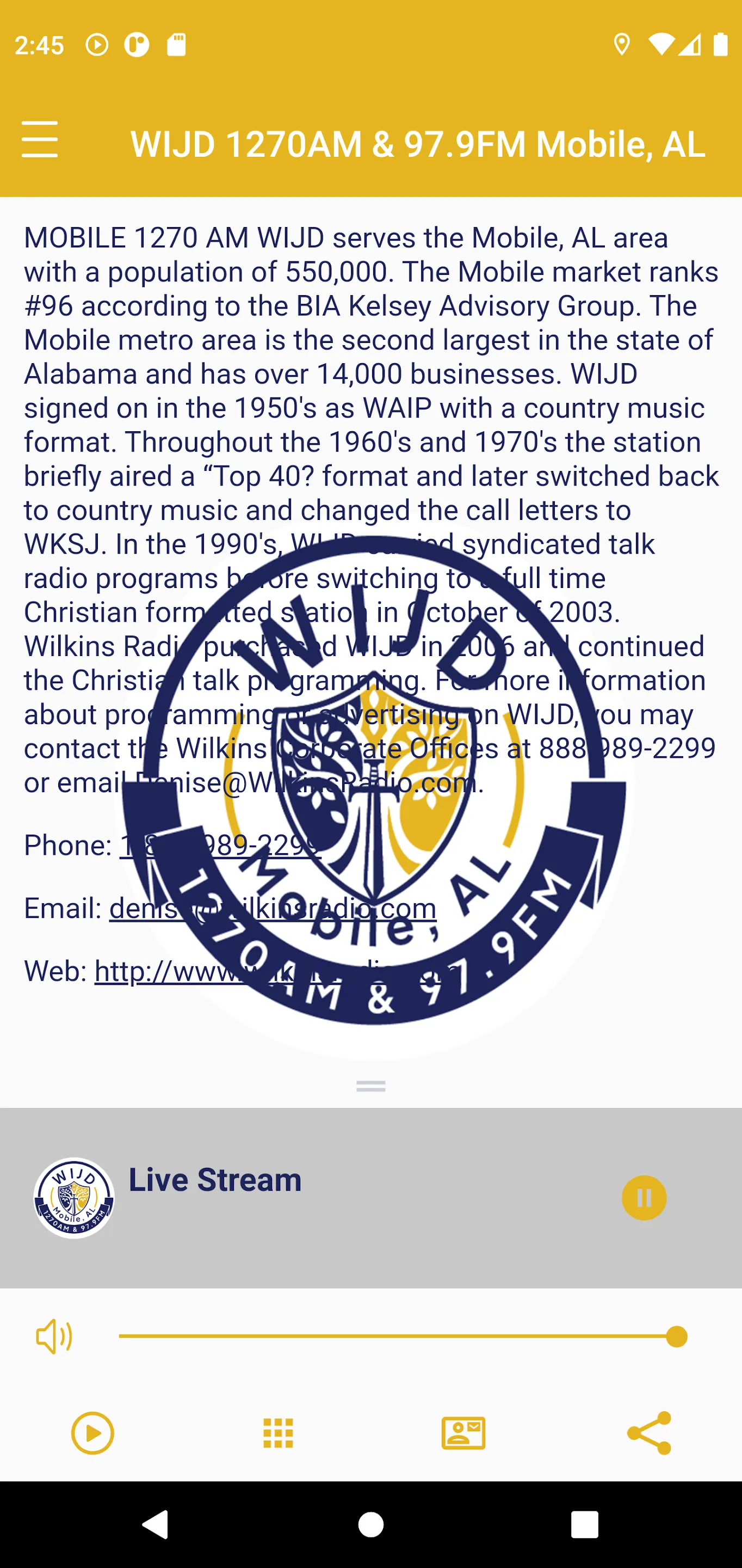 WIJD AM1270 & FM97.9 Radio | Indus Appstore | Screenshot