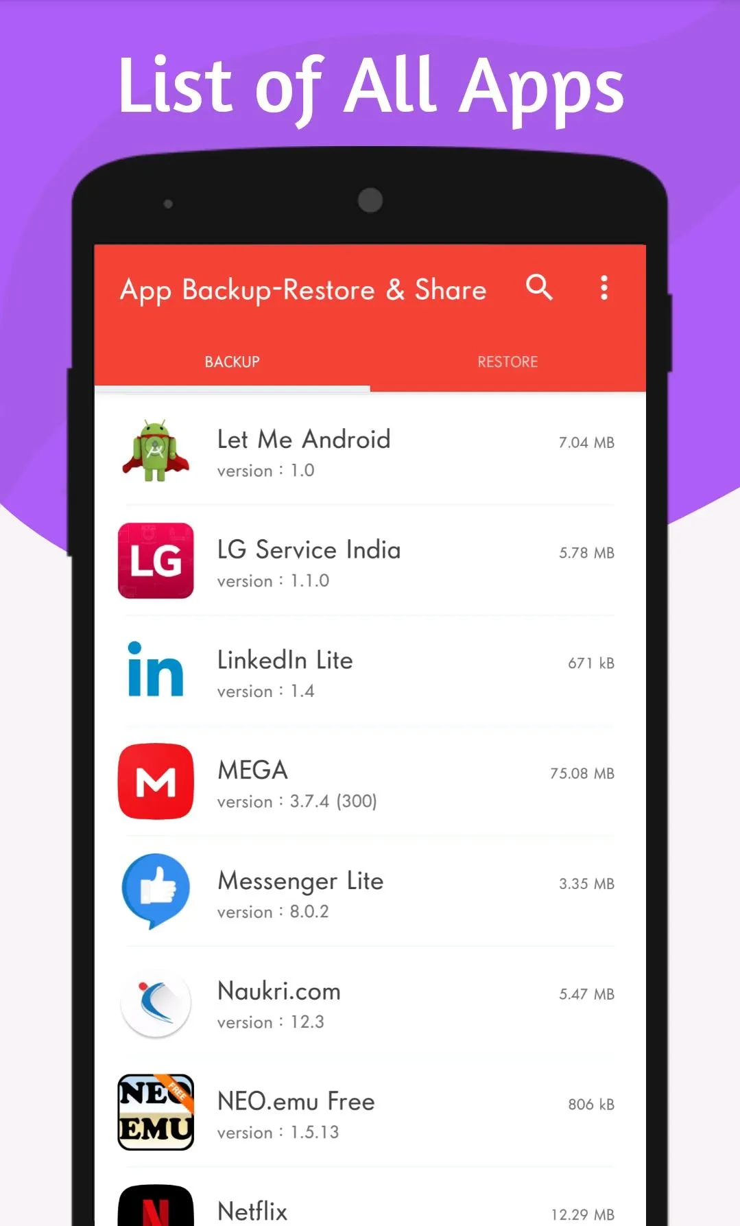 APK Backup | Restore & Share | Indus Appstore | Screenshot