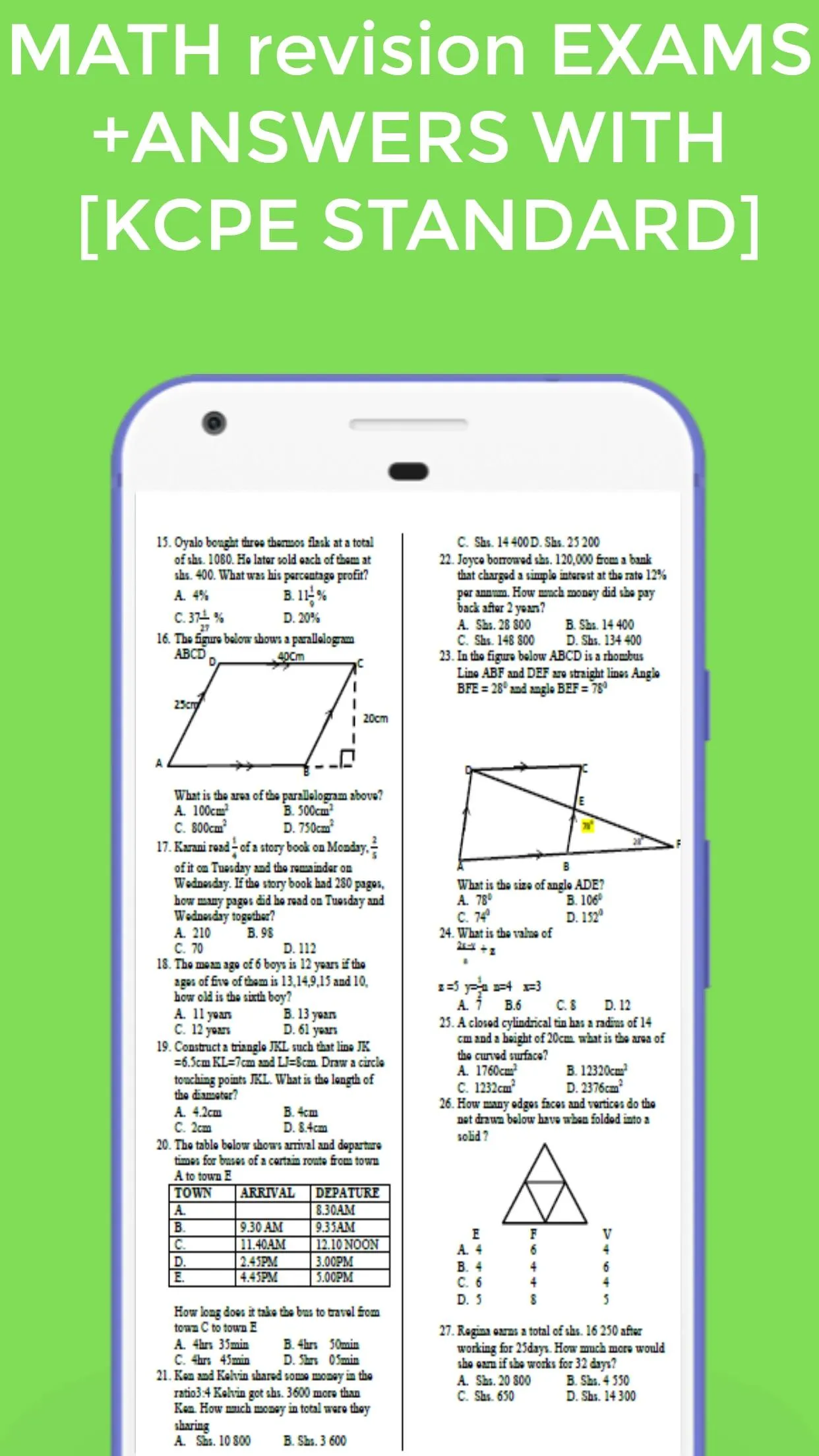 Kcpe Math  Exams + Answers | Indus Appstore | Screenshot