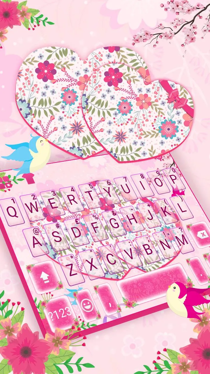 Pink Floral Hearts Keyboard Th | Indus Appstore | Screenshot