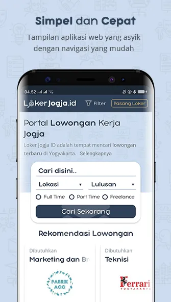 LOKER JOGJA - Lowongan Kerja J | Indus Appstore | Screenshot