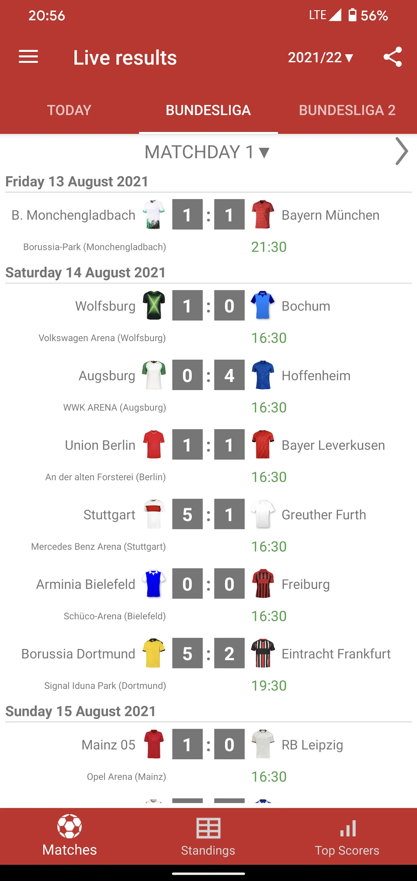 Live Scores for Bundesliga | Indus Appstore | Screenshot