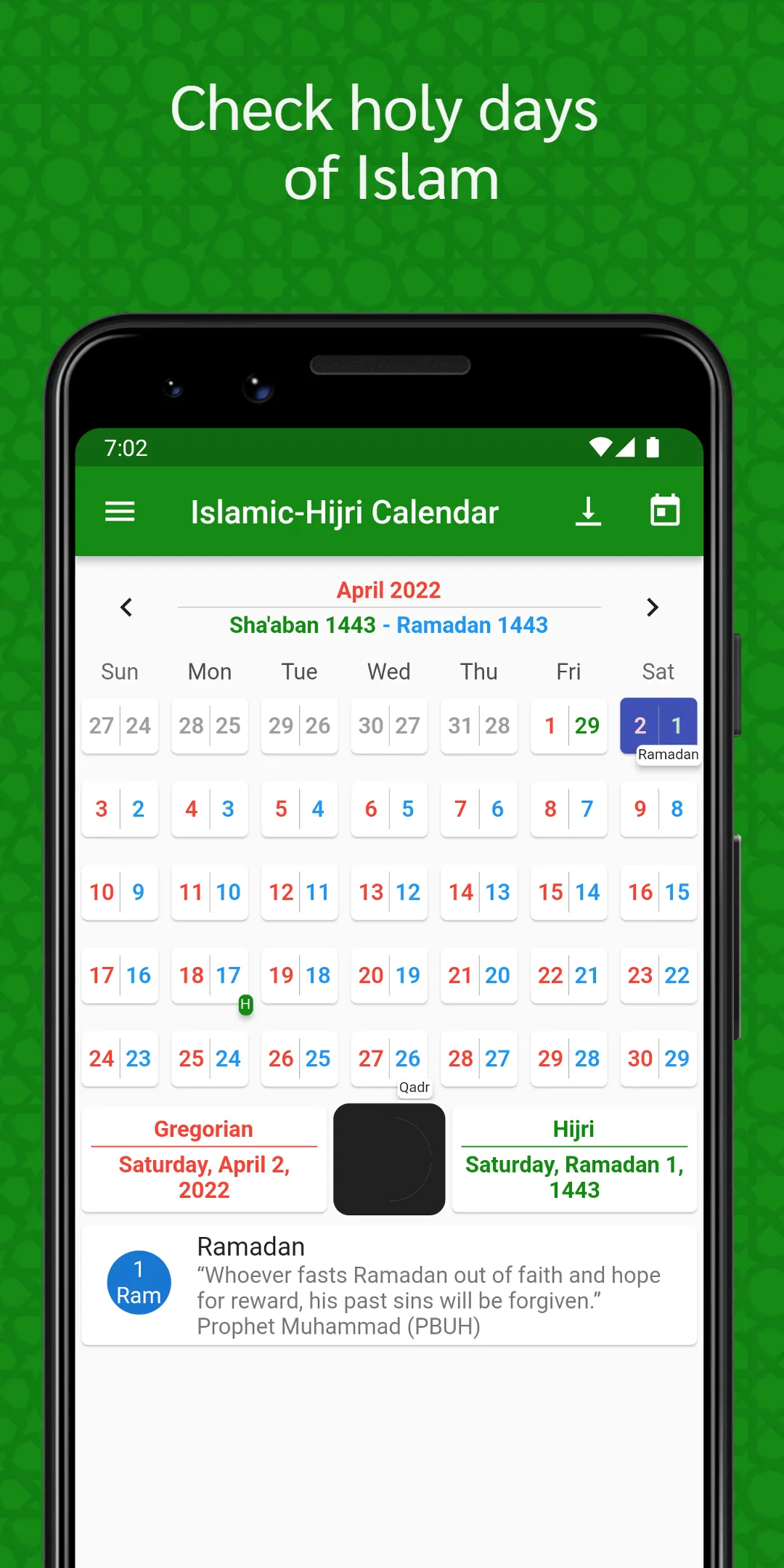 Islamic Hijri Calendar | Indus Appstore | Screenshot