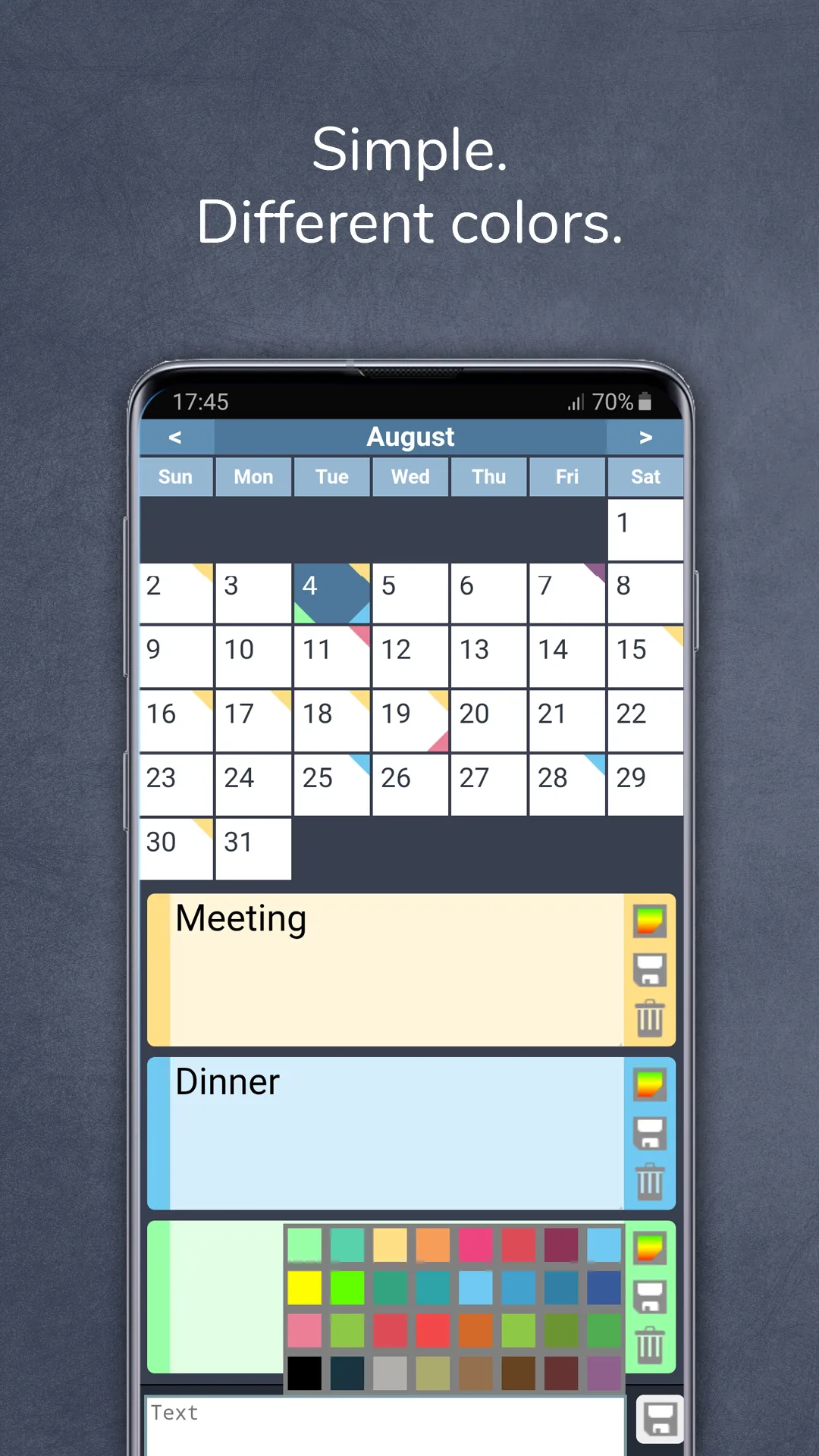 Calendar with Colors | Indus Appstore | Screenshot