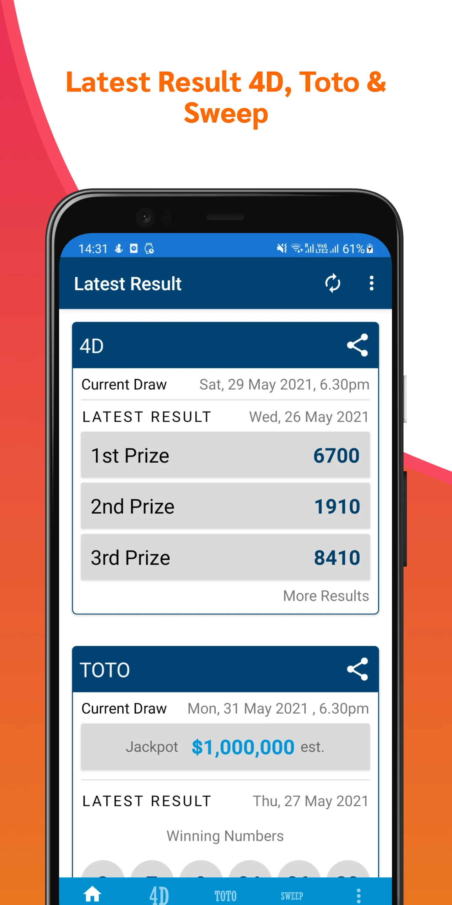 SG Live Pool 4D, Toto & Sweep | Indus Appstore | Screenshot