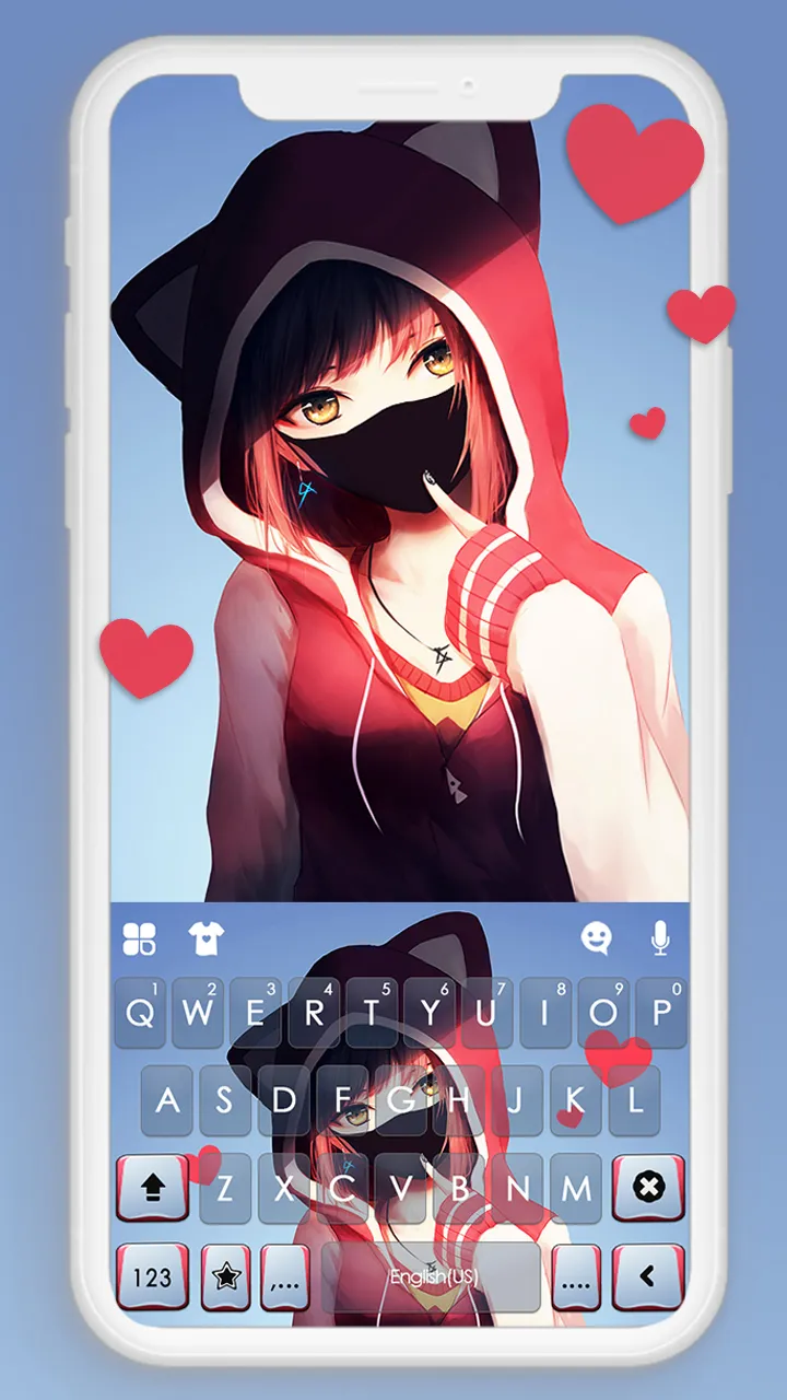 Anime Girl Mask Keyboard Backg | Indus Appstore | Screenshot