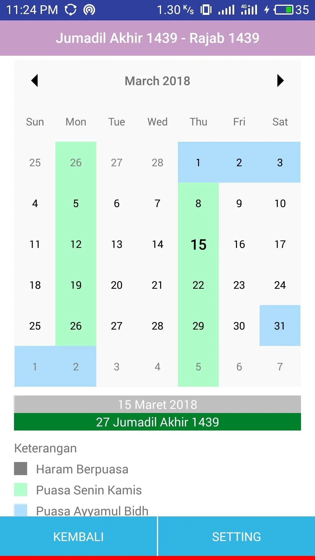 Kalender Puasa Wajib Sunnah | Indus Appstore | Screenshot