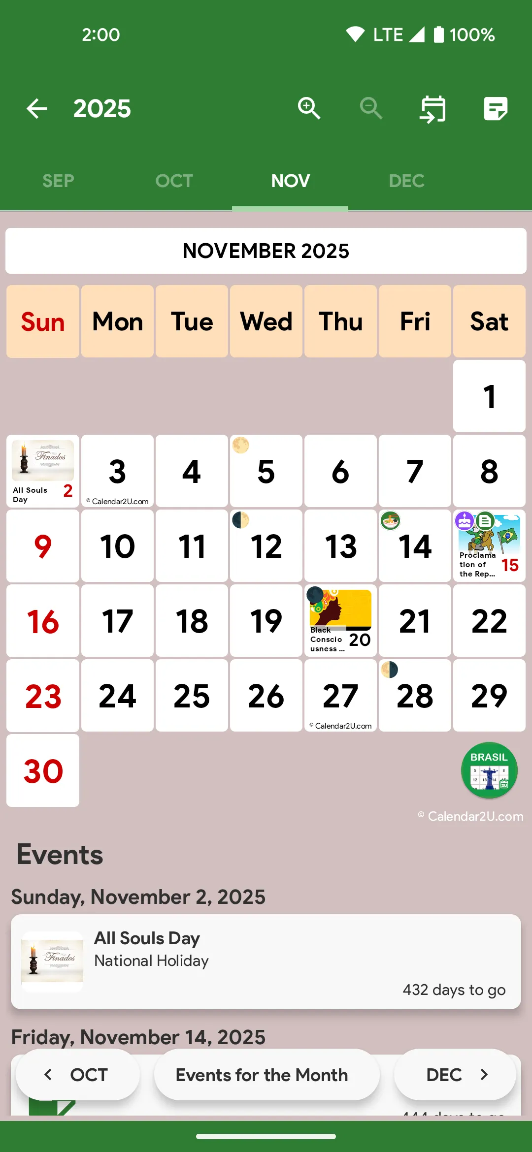 Brazil Calendar - Calendar2U | Indus Appstore | Screenshot