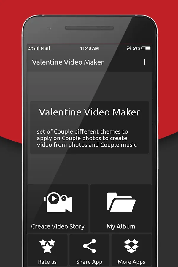 Valentin Day Video Maker Music | Indus Appstore | Screenshot