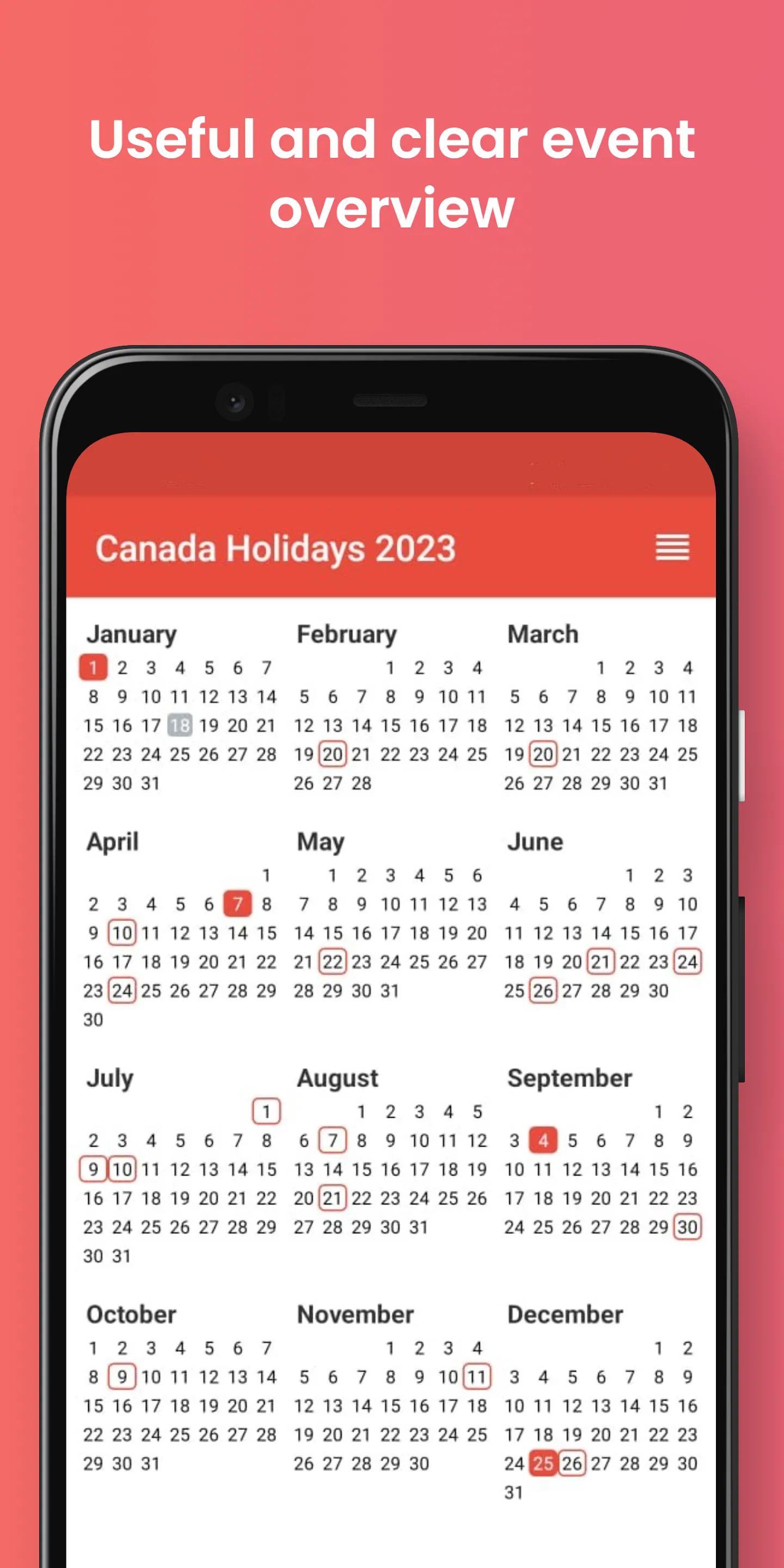 Canada Statutory Holidays 2024 | Indus Appstore | Screenshot