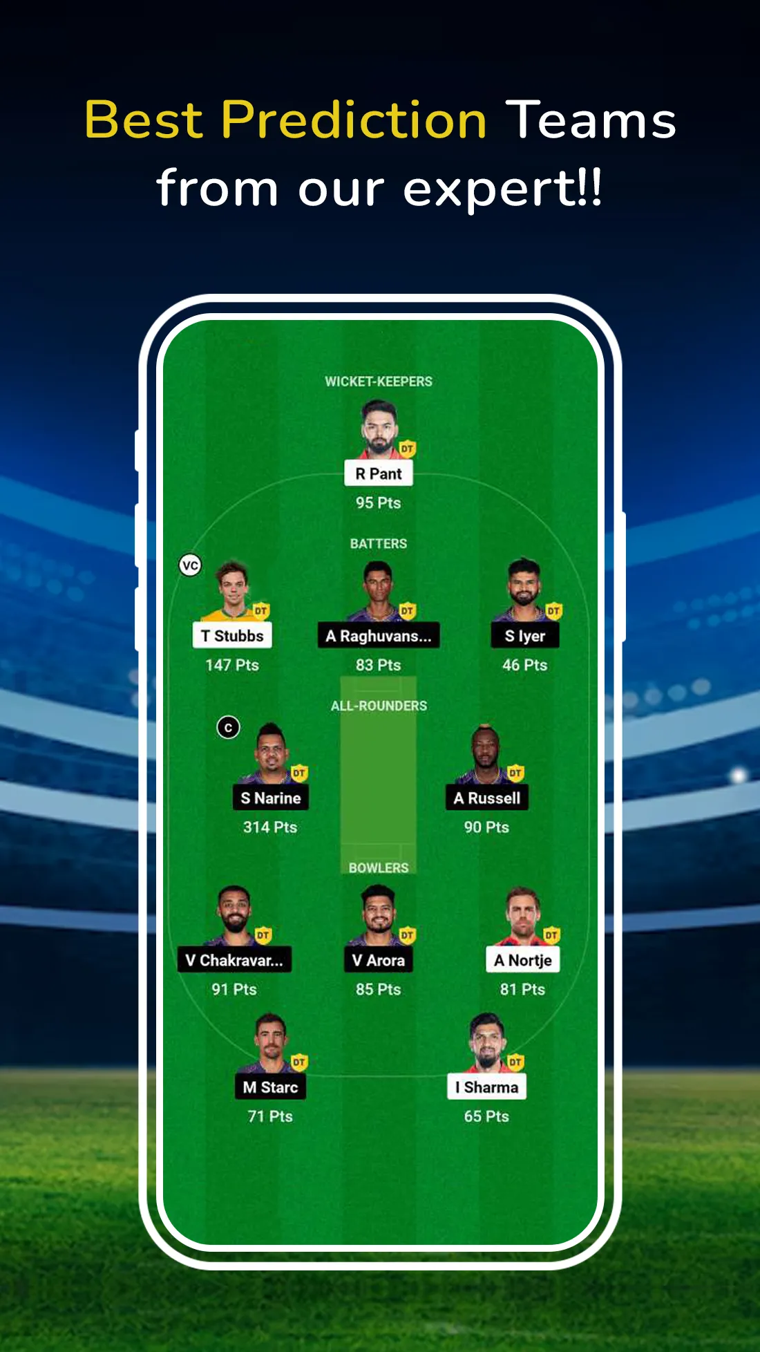 Expert Team Fantasy Prediction | Indus Appstore | Screenshot