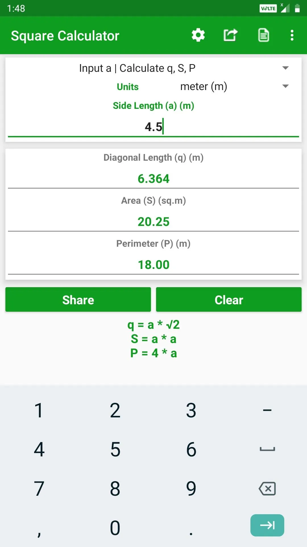 Square Calculator | Indus Appstore | Screenshot