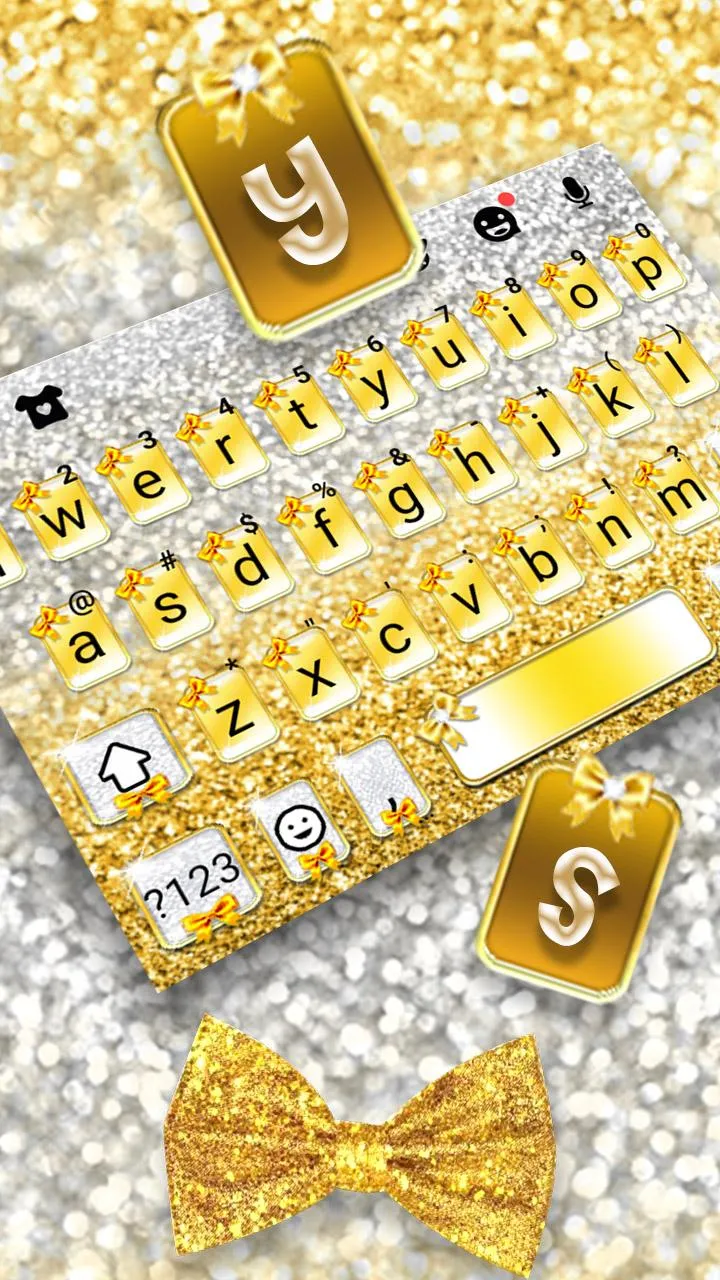 Gold Bowknot Glitter Keyboard  | Indus Appstore | Screenshot