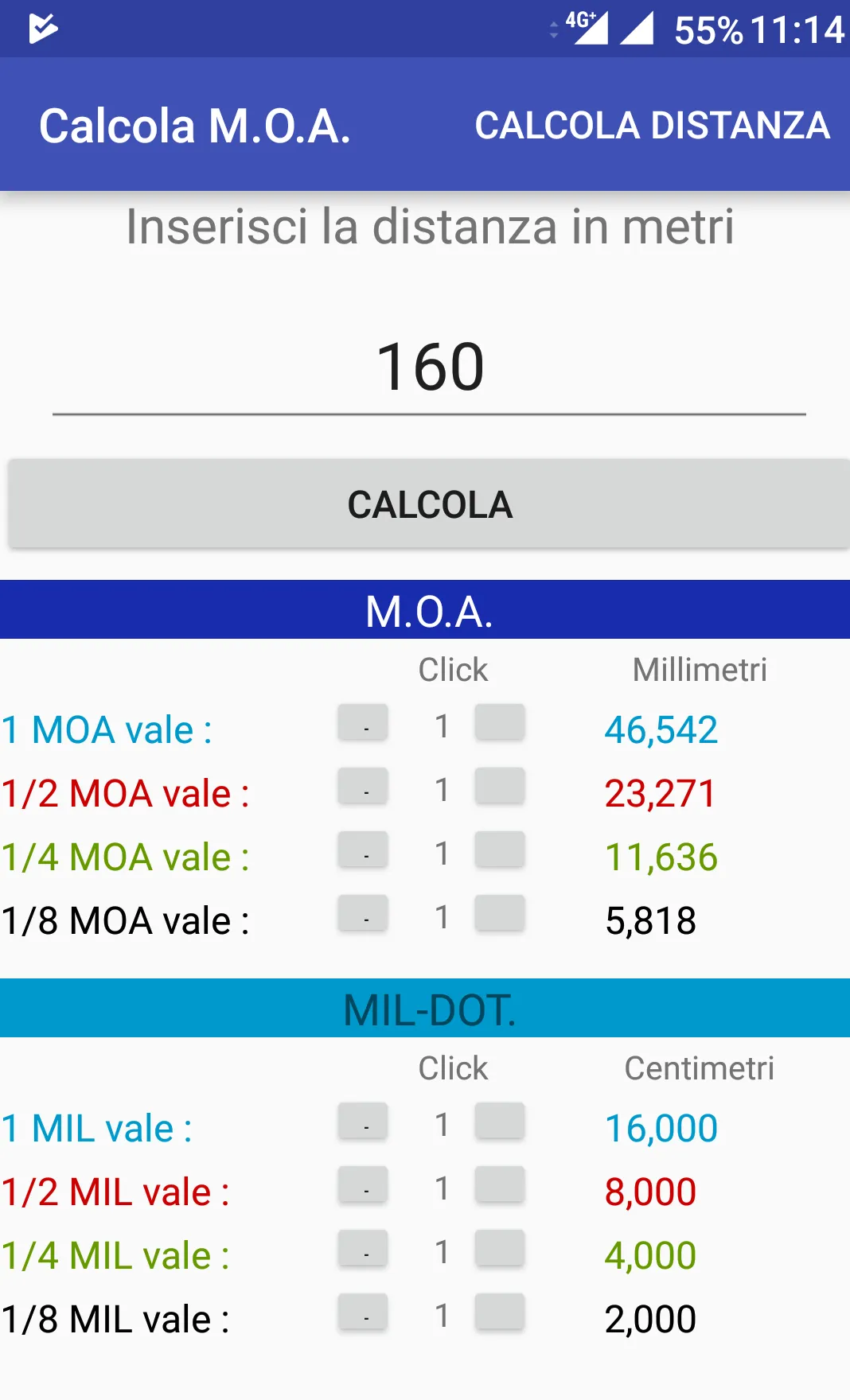 M.O.A. Mils Calculator | Indus Appstore | Screenshot