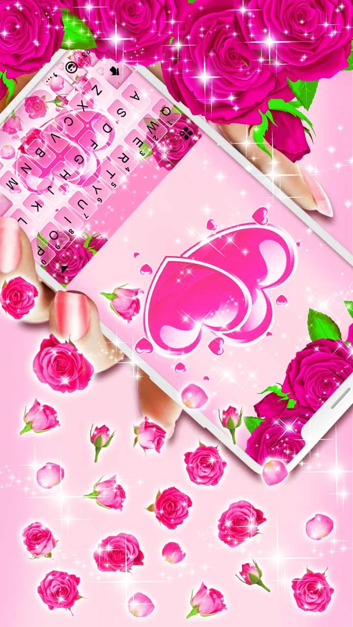 Pink Roses Gravity Keyboard Ba | Indus Appstore | Screenshot