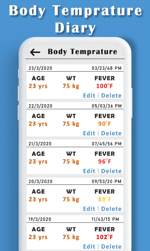 Body Temperature Diary: Body F | Indus Appstore | Screenshot