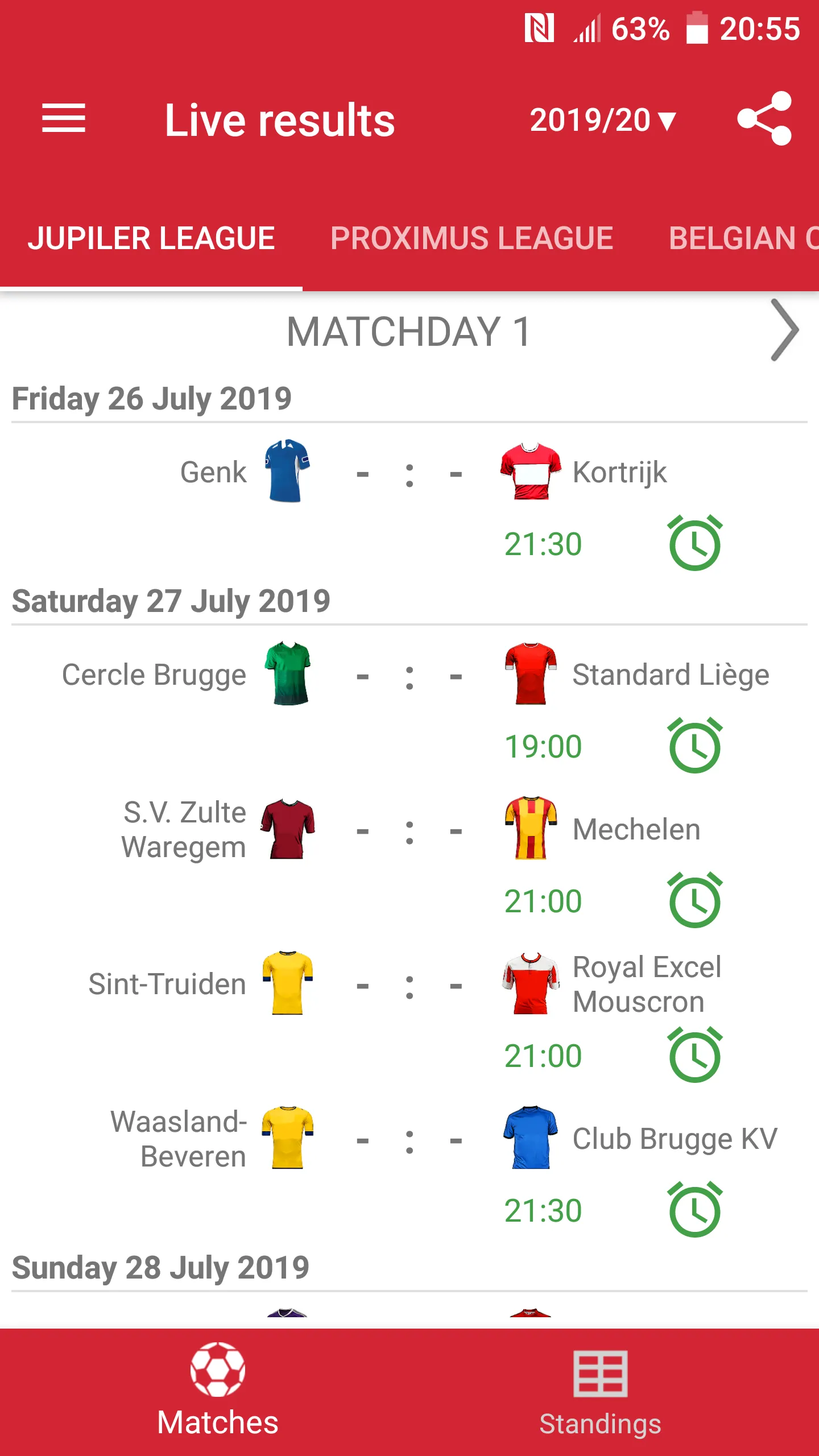 Live Scores Jupiler Pro League | Indus Appstore | Screenshot