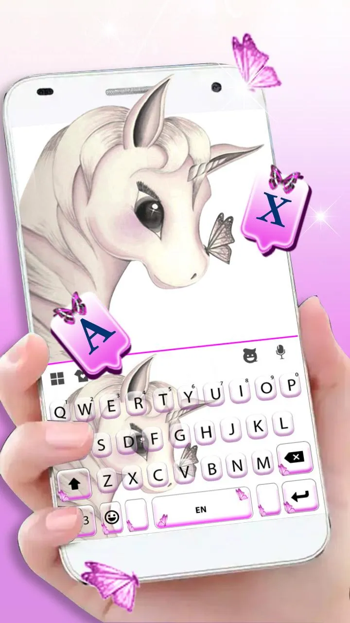 Silver Unicorn Butterfly Keybo | Indus Appstore | Screenshot