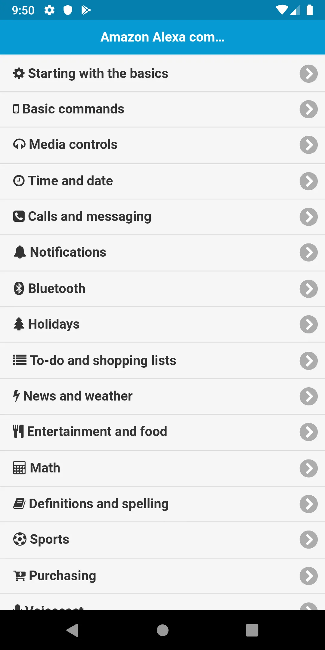 Command list for Alexa | Indus Appstore | Screenshot