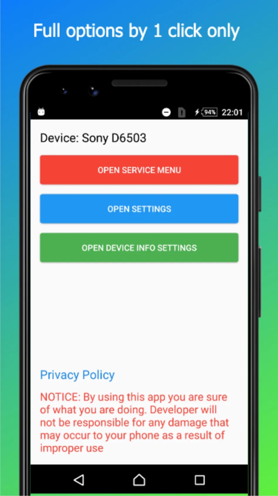 Service Menu for Sony Xperia | Indus Appstore | Screenshot