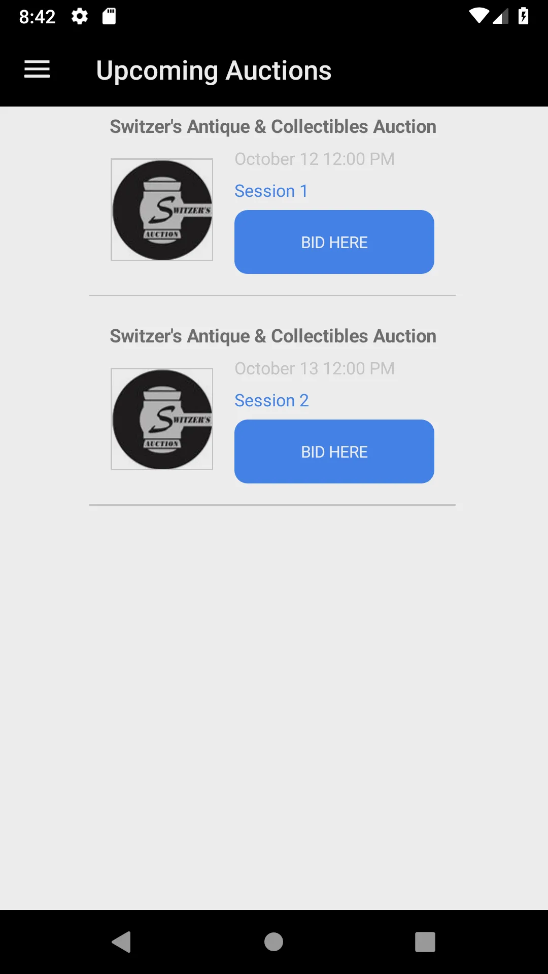 Switzer’s Auction | Indus Appstore | Screenshot