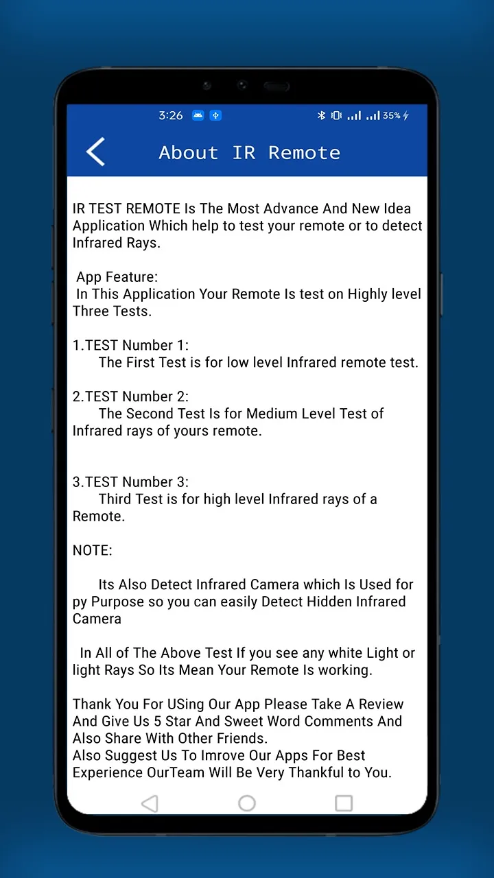 Universal IR Remote Tester - I | Indus Appstore | Screenshot