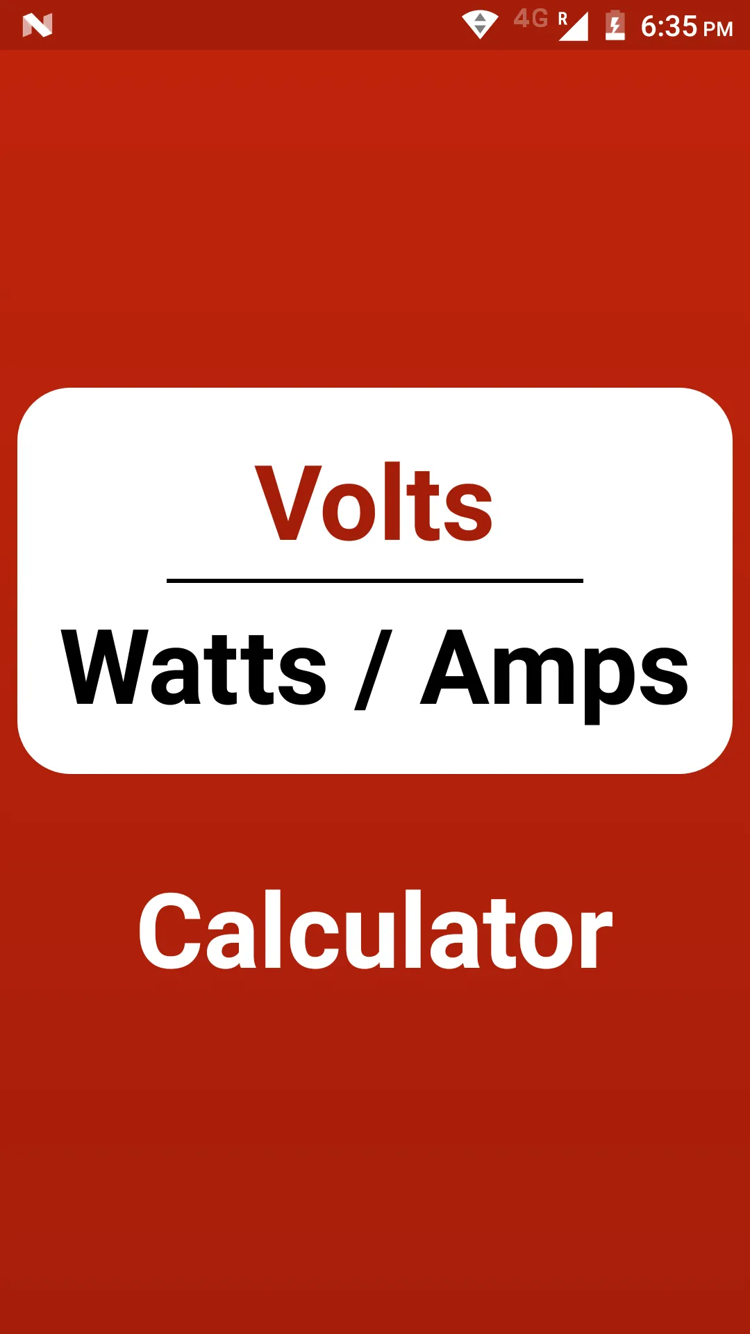 Volts/Watts/Amps Calculator | Indus Appstore | Screenshot