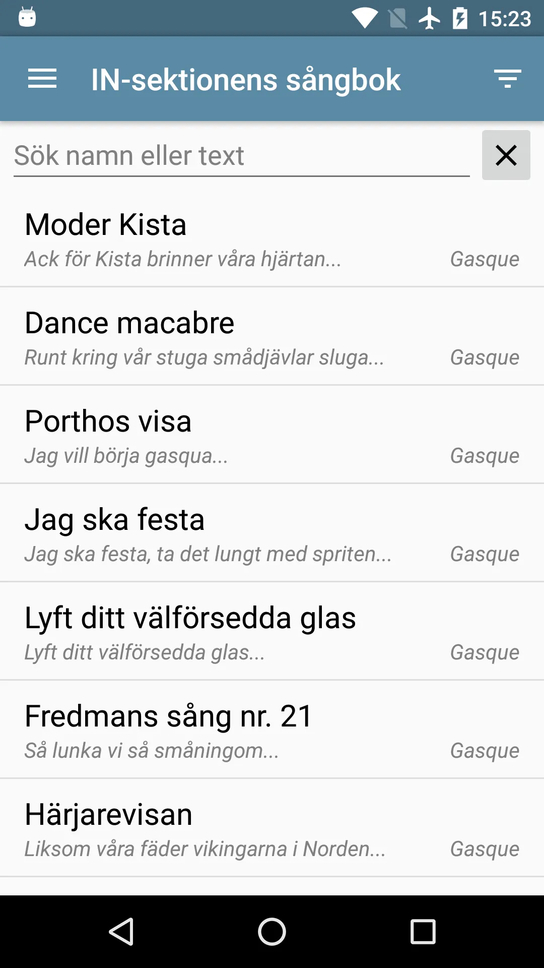 IN-sångbok | Indus Appstore | Screenshot