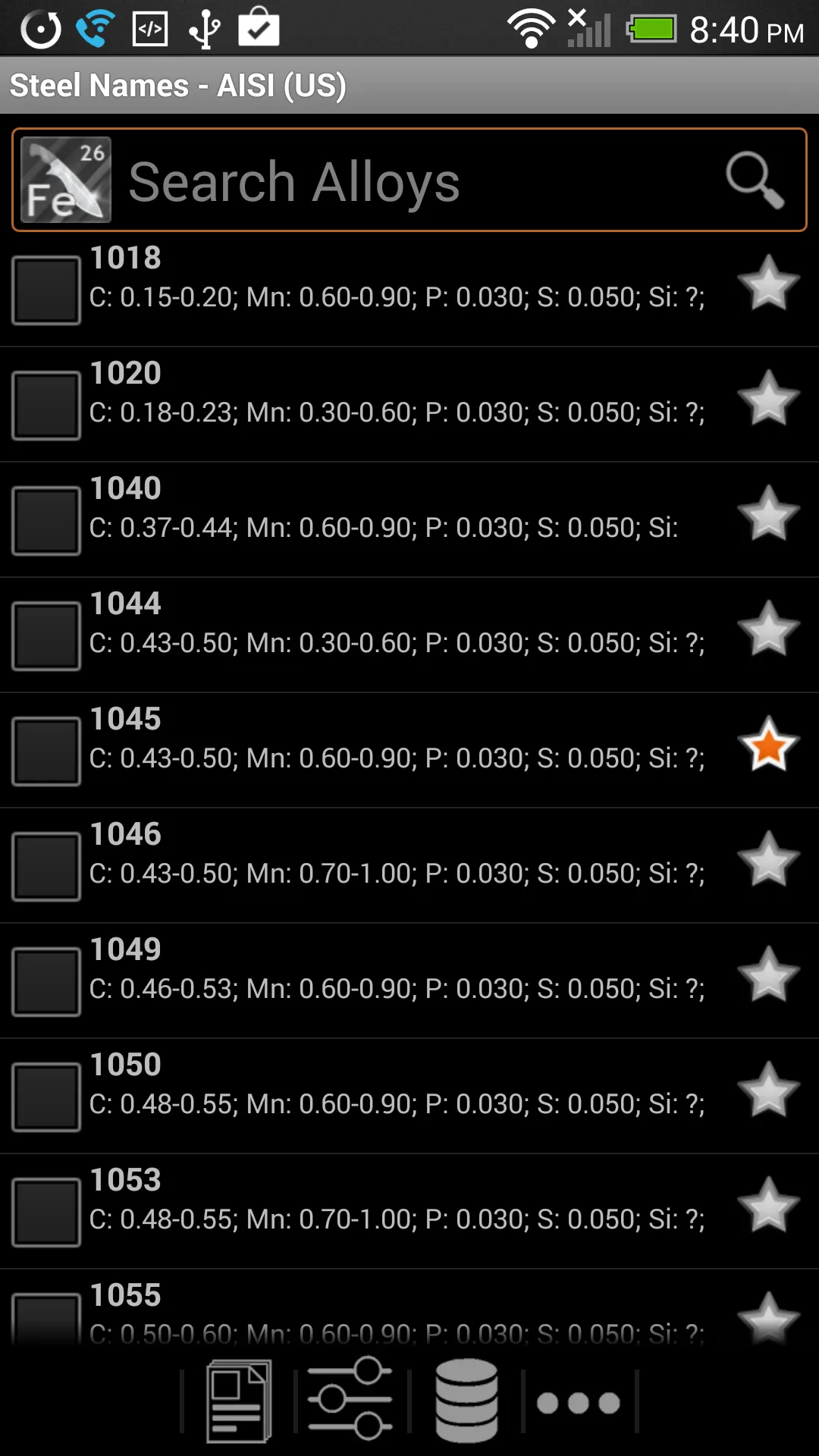 Knife Steel Composition Chart | Indus Appstore | Screenshot