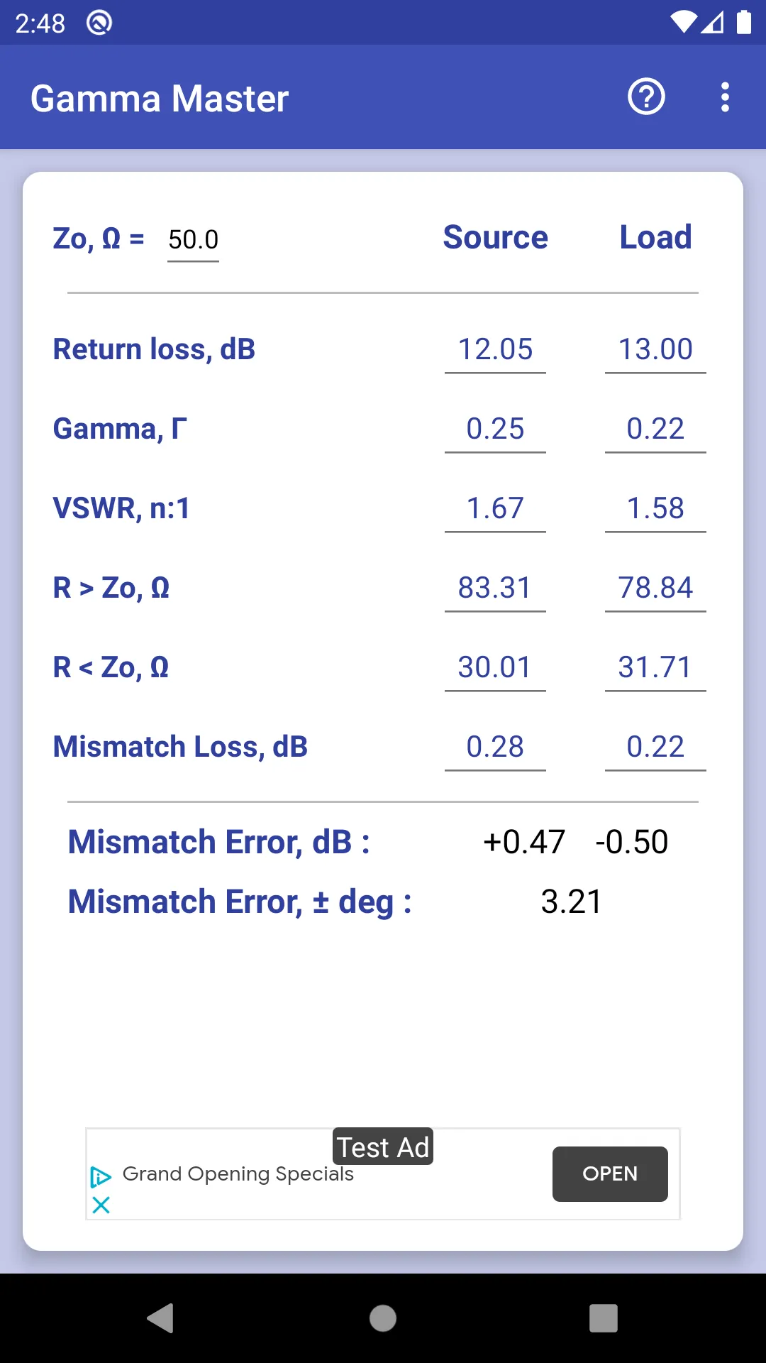 Gamma Master - RF Calculator | Indus Appstore | Screenshot