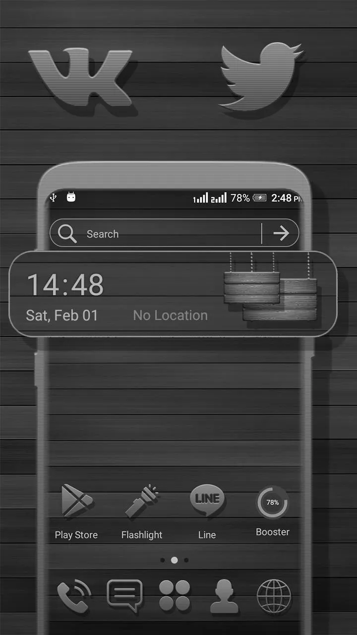 Wooden Graphite Launcher Theme | Indus Appstore | Screenshot