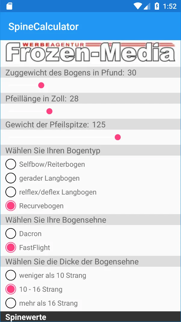 Archery Spine Calculator | Indus Appstore | Screenshot