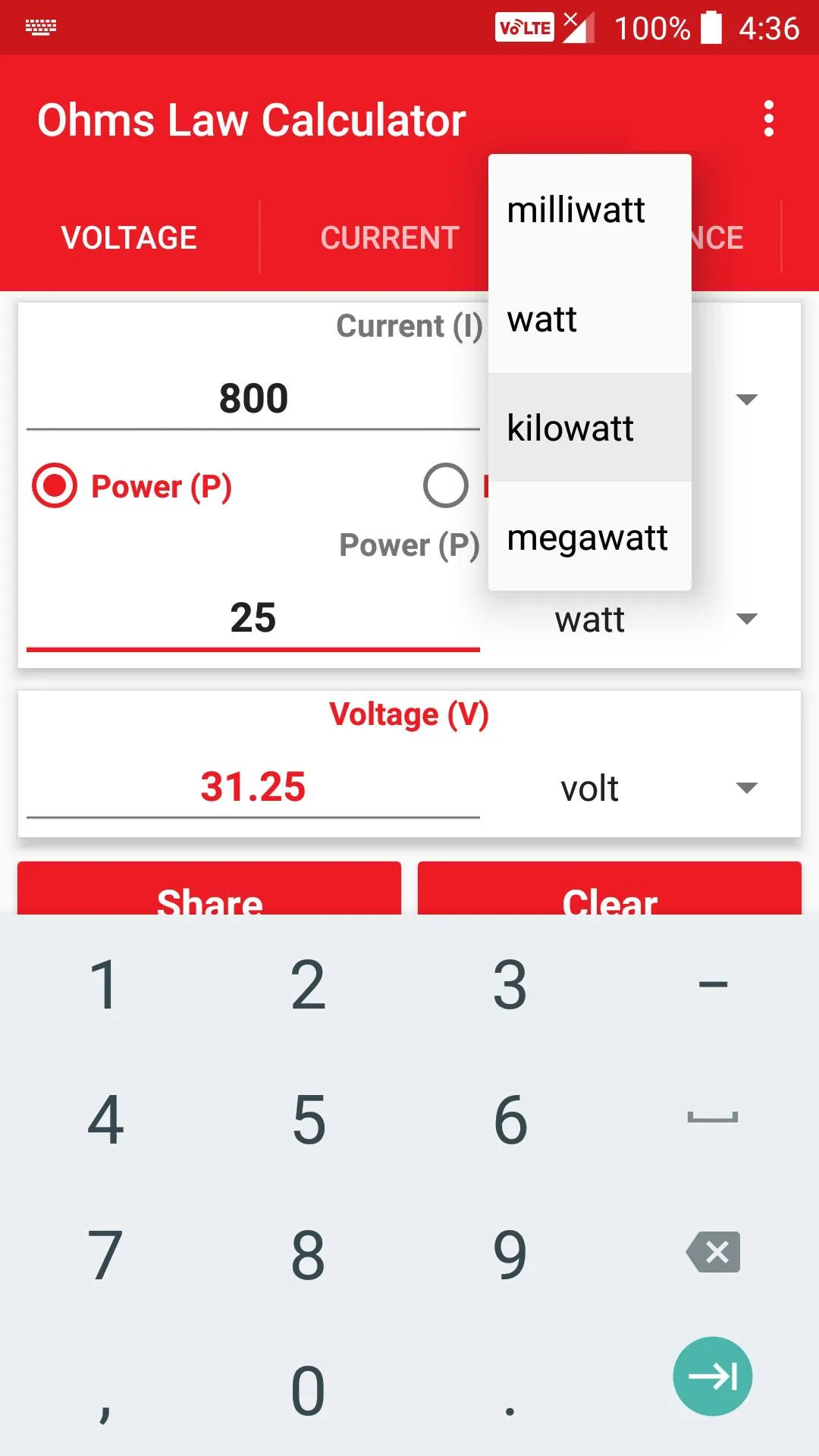 Ohms Law Calculator | Indus Appstore | Screenshot