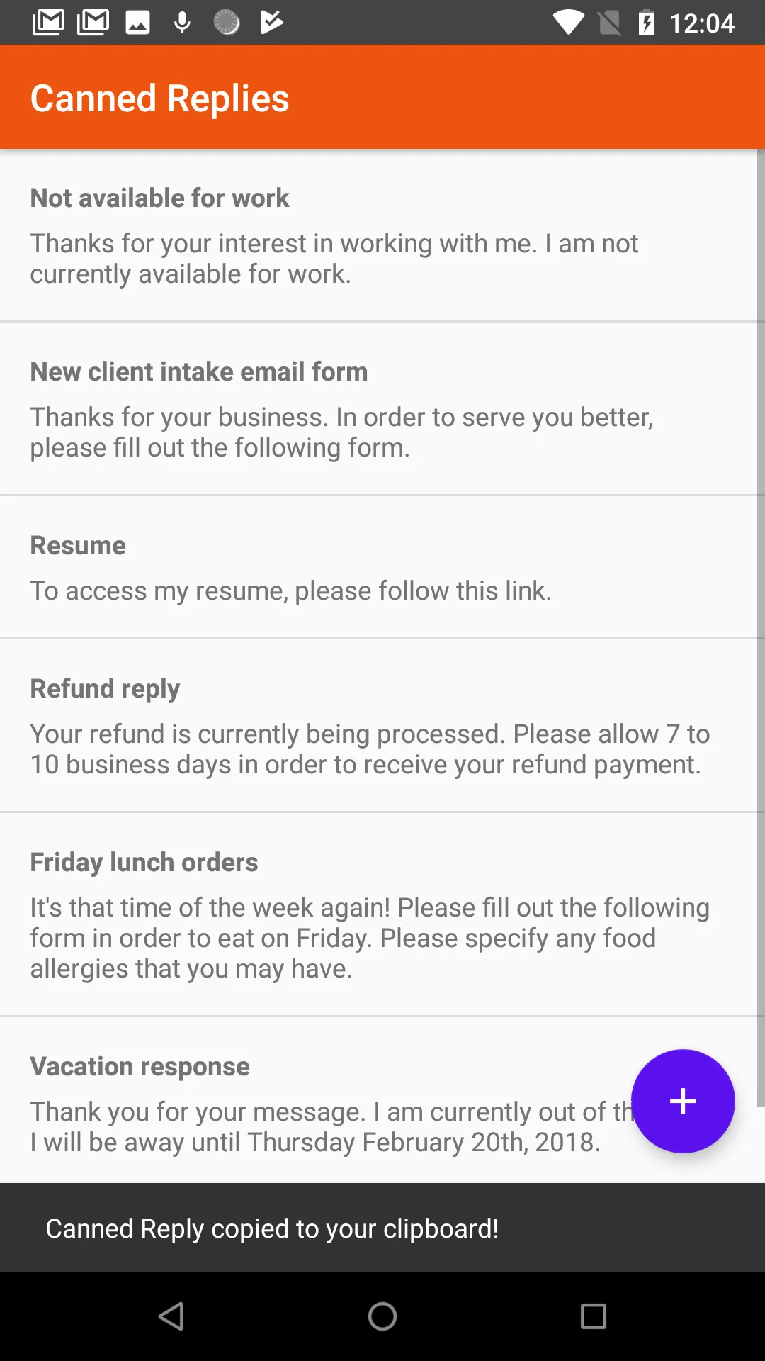 Canned Replies | Indus Appstore | Screenshot