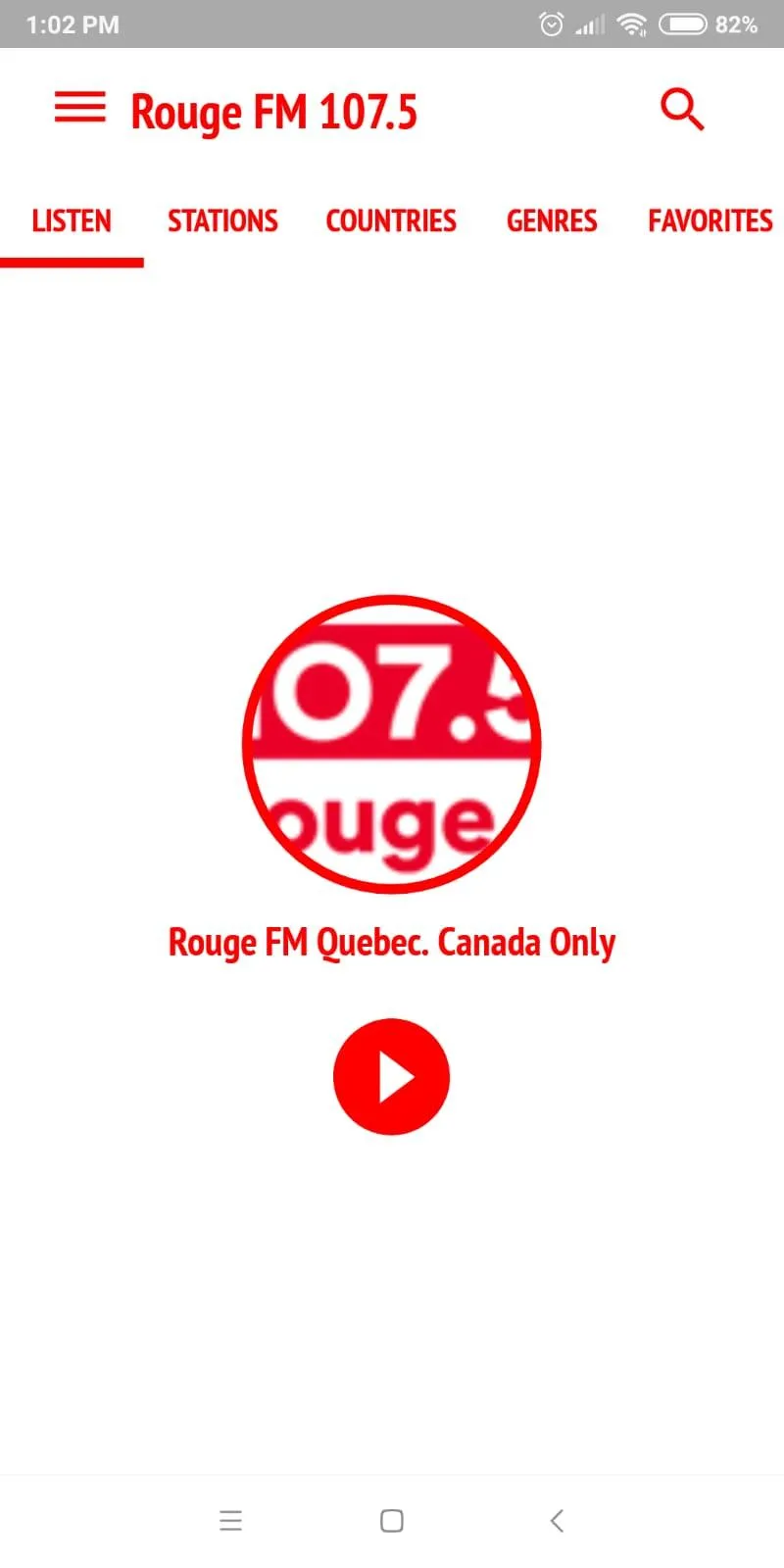 107.5 Rouge FM Quebec | Indus Appstore | Screenshot